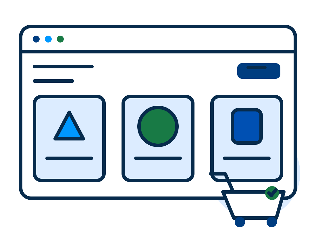 An online store with products and a cart